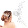 Hermoli Flower Wedding Pearl Hair Comb Silver Crystal Bridal Hair Clip Rhinestone Headpieces for Women (Silver)