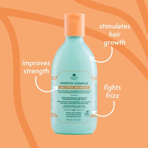 Nature Spell Hair Shampoo for Hair Growth, Infused with Ayurvedic Herbs, Vegan & Sulphate-Free, Suitable for All Hair Types, 10.14 Fl Oz