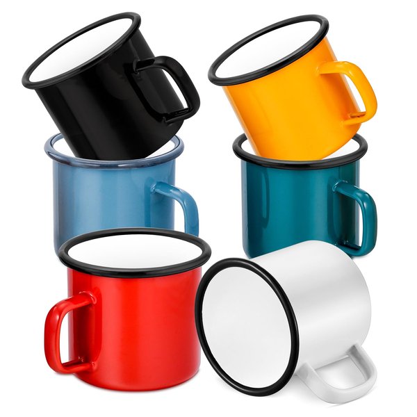 Joyfair 12oz Enamel Camping Mug Set (6 Pcs), Multicolored Portable Camping Cups for Outdoor Picnic Backpacking Travel & Home Breakfast Drinking Mugs, Ideal Gift on Christmas Thanksgiving Birthday