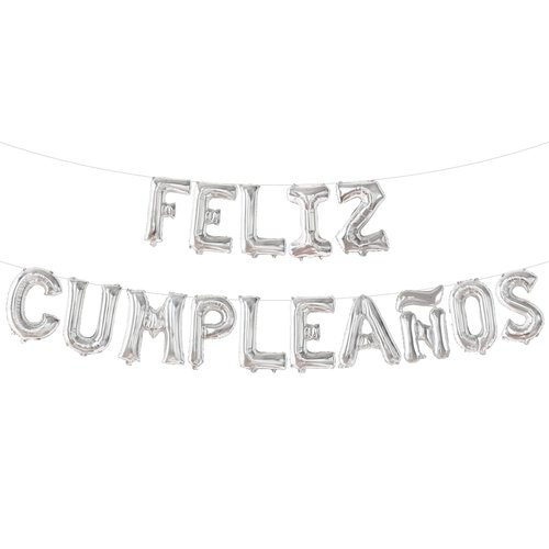 KatchOn, Silver Feliz Cumpleanos Balloons Banner - 16 Inch | Silver Feliz Cumpleanos Banner for Feliz Cumpleanos Decorations | Mylar Happy Birthday Balloons Letters for Spanish Birthday Decoration