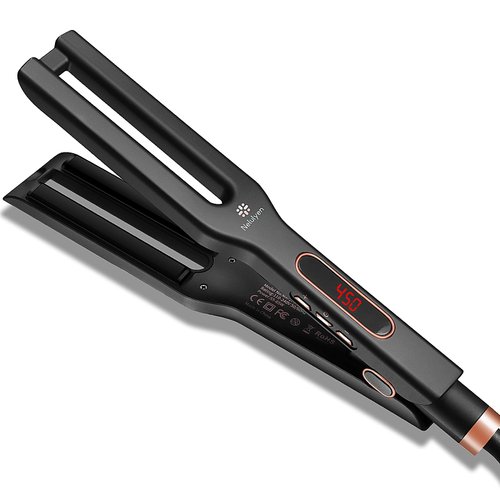 Nelulyen Hair Straighteners Double Straight Ceramic Dual Plate PTC Hair Straightener Flat Iron for Thick Hair Ten-Speed Temperature Control Salon Grade Faster Styling and Reduced Damage (4-1/2 in)