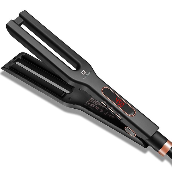 Nelulyen Hair Straighteners Double Straight Ceramic Dual Plate PTC Hair Straightener Flat Iron for Thick Hair Ten-Speed Temperature Control Salon Grade Faster Styling and Reduced Damage (4-1/2 in)