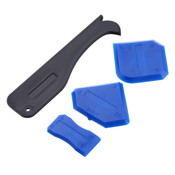 4 Pieces Silicone Caulking Tool Set Sealant Finishing Tool Grout Scraper Caulking Removal Tool for Kitchen Bathroom Floor Sink Joint Sealant Sealing,Reuse and Replace (Blue)