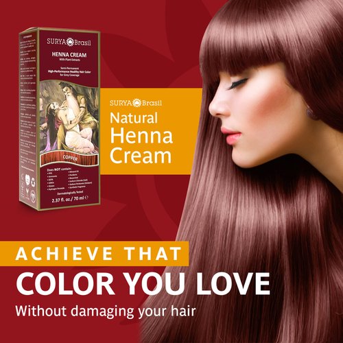 Surya Brasil Henna Cream Hair Color Treatment, Copper, 2.37 oz / 70 ml