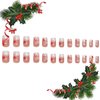 24Pcs Christmas Snowflake Press on Nails Short Square Fake Nails Glitter Snowflake Design French Tip with Rhinestones Holiday Nail Decor Winter Holiday False Nails Xmas Stick on Nails for Women