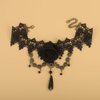 Xerling Black Flower Lace Choker for Women Crystal Beads Pendant Tassel Necklace Halloween Costume Wrap Choker