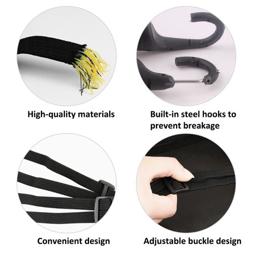 Patty Both 2 Pcs Motorcycle Helmet Luggage Rope Bungee Cord Bandage Strapping Tape Elastic Strap with 2 hooks, Black
