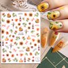 6 Sheets Fall Nail Art Stickers Autumn Maple Leaf Nail Decals Cute Cartoon Squirrel Sunflower Maple Leaves Nails Design 3D Self-Adhesive Nail Art Supplies Thanksgiving Manicure Decorations for Women