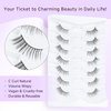Half Lashes False+ Eyelashes Natural Cat Eye Lashes 10mm Short Eyelashes 3D Volume False Lashes Soft Strip Lashes Pack C Curl Natural Eyelashes Half Fake Lashes 7 Pair EVENTILL