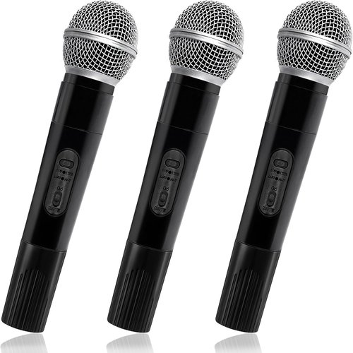 3 PCS Microphone Prop,Plastic Fake Microphone,Fun Stage Mics Toy for Kids,Halloween Christmas Karaoke,Costume Prop,Birthday Party