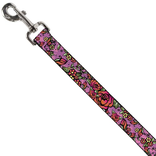 Dog Leash Born to Blossom Close Up Pink 4 Feet Long 0.5 Inch Wide