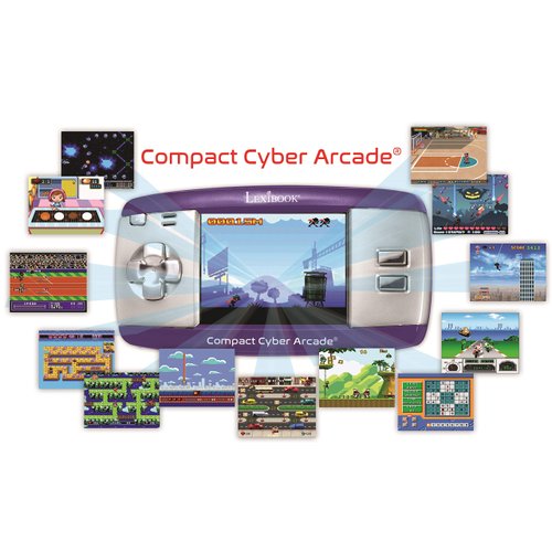 Compact Cyber Arcade Portable Gaming Console, 250 Games, LCD, Purple, JL2375PR