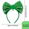 St. Patrick's Day Headbands for Women Girls Kids, Shamrock Green Sequin Bow Headband Clover Hair Hoop Cute Hair Accessories for St. Patrick's Day Decorations Parade Costume Party Supplies 1PCS
