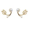 Dainty Flower Pearl Earrings for Women White Rose Jewelry