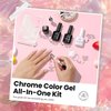 Beetles Pearl Chrome Nail Powder Gel Nail Polish Set, Glazed Donut Mirror Effect with Silicone Nail Brush, Liquid Peel Off Latex Tape Top Coat&Base Coat