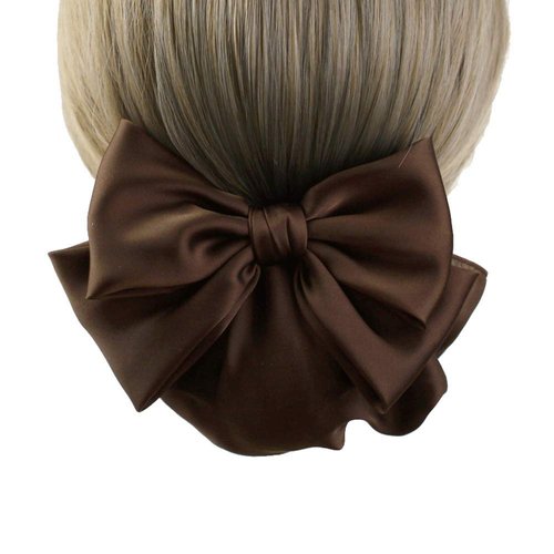 YICLBRREA Women Hair Clip, Black Bun Cover Hair Tie, Ribbon Barrette With Net Chignon, Brown, 1 Count