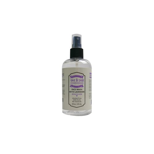 OAK & SAGE Homeopathic Face Wash With Lavender - Unscented - 8oz - 100% Herbs, No Alcohol, No Chemicals - For Normal, Dry, and Sensitive Skin Types