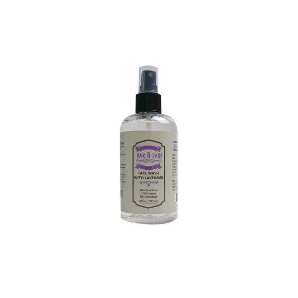 OAK & SAGE Homeopathic Face Wash With Lavender - Unscented - 8oz - 100% Herbs, No Alcohol, No Chemicals - For Normal, Dry, and Sensitive Skin Types