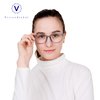 VisionGlobal Blue Light Blocking Glasses for Women/Men, Anti Eyestrain, Computer Reading, TV Glasses, Stylish Square Frame, Anti Glare(Clear Blue,+2.25 Magnification)