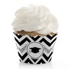 Big Dot of Happiness Silver Graduation Party Decorations - Party Cupcake Wrappers - Set of 12
