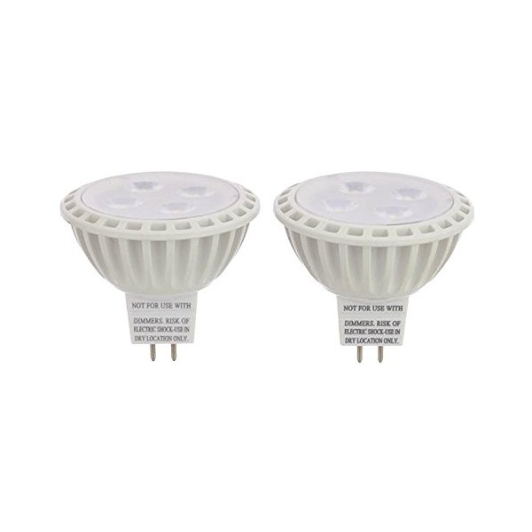 LEDwholesalers MR16 UL Listed 5-Watt (35W Equivalent) LED Spot Light with Interchangeable Wide Angle Flood Lens 12V AC/DC (2-Pack), Warm White, 1245WW
