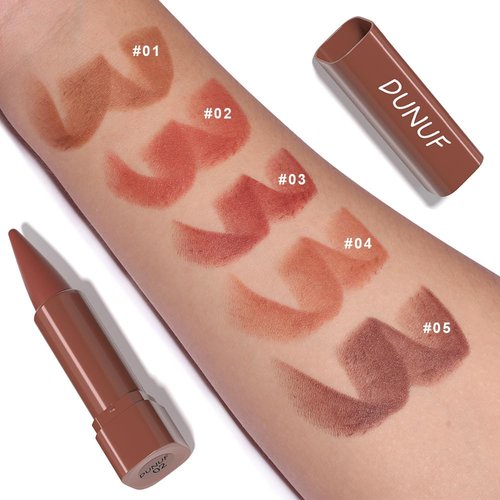 Matte Lip Liner Set, 2 in 1 Lip Liner, Matte Nude Dark Brown Red Lip Liner, 5 Colors High Pigmented Creamy Lipliners Pencil,Long-Lasting Waterproof Lip Liner and Lipstick Set