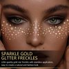 24 PCS Glitter Freckles Face Tattoo Gold Sparkle Makeup Patches Self Adhesive Sparkle Freckles Speckles Patches Waterproof Makeup Patches Party Supplies for Women Girls 24Pcs