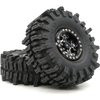 HOBBYSOUL 1.9 Beadlock Wheels Black Rims & Soft Sticky 1.9 Mud Slingers Tires 120mm for 1/10 Rock Crawler Axial SCX10 Capra Traxxas TRX4 Redcat Gen8, (4-Pack, Assembled)