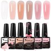 VENALISA 3 in 1 Rubber Base Gel For Nails, 6 Colors Jelly Gel Nail Polish Set Nude Pink Neutral Transparent Milky White Sheer Pink Gel Polish Strengthener Kit