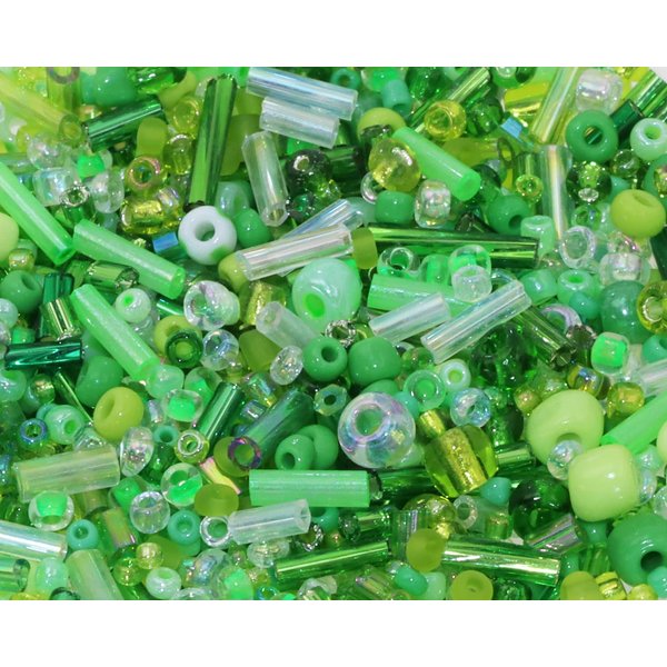 PPhtony Mixed Craft Beads 1000Pcs/20g Glass Seed Beads Tube Beads Bugle Beads 1.5-4.5mm Small Loose Spacer Beads for DIY Bracelets Necklace Earring Jewelry Making (Green)