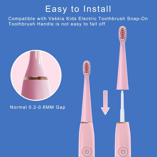 10PCS Toothbrush Replacement Head Compatible with Vekkia Kids Pink Unicorn Electric Toothbrush, 30PCS Floss Toothpick and 1 Universal Holder, Soft and Comfortable for Children's Teeth and Gums