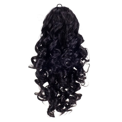 SWACC 12-Inch Short Screw Curls Claw Clip Ponytail Extensions Synthetic Clip in Drawstring Curly Ponytail Hairpiece Jaw Clip Hair Extension (Off Black-1B#)