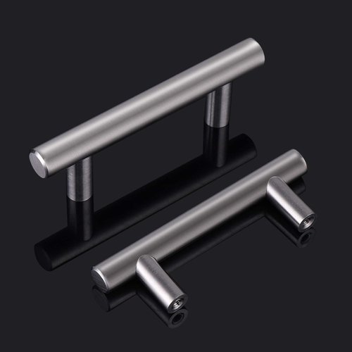 Probrico 5 Pack 2-1/2" Hole Center Solid Stainless Steel T Bar Cabinet Pulls Modern Euro Style Brushed Nickel Kitchen Cupboard Handles Dresser Drawer Knobs Kitchen Cabinet Hardware 4" Length