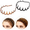 WY LIGHTING LEVEL Zig Zag Headbands, 4 Pieces Shark Tooth Hair Comb Hairband, Wavy Shape Plastic Hair Bands, Hair Hoop Accessory for Women Lady Girl (Black, Leopard-print Style)