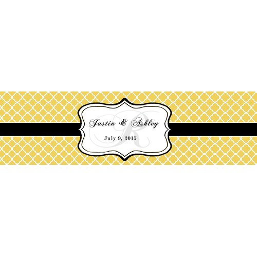 100 Custard Monogram Wedding Water Bottle Labels Engagement Party 8"x2"