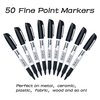 Shuttle Art Permanent Markers, 50 Pack Black Permanent Marker set,Fine Point, Works on Plastic,Wood,Stone,Metal and Glass for Doodling, Marking