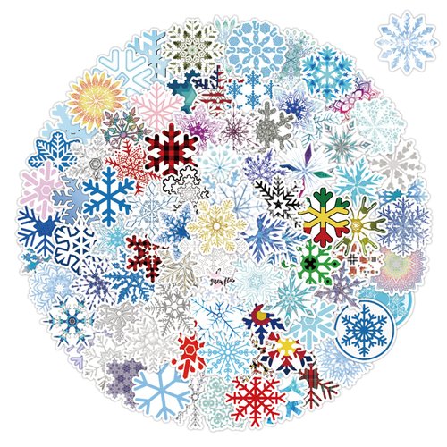 100Pcs Christmas Decorations Snowflake Stickers for Christmas Winter Holiday Stickers for Kids Adults Gifts Water Bottle Laptop Cup DIY Art Xmas Party Decoration Waterproof Vinyl Cute Cartoon Sticker