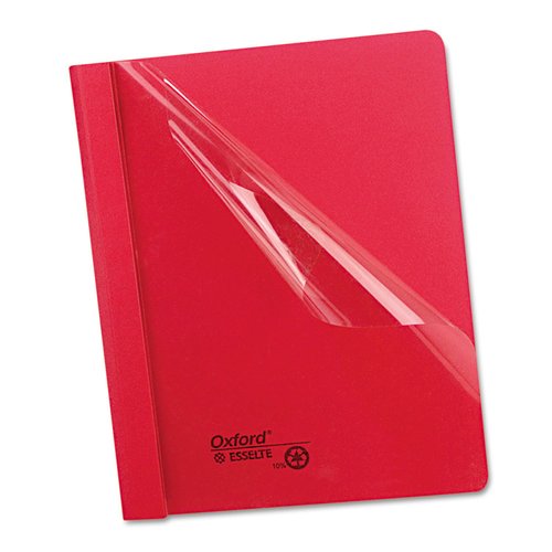 Oxford 55811 Clear Front Report Covers,Ltr, 1/2-Inch Cap., 25/BX, Red