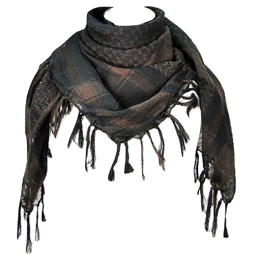Tapp Collections Premium Shemagh Head Neck Scarf - Dark Brown/Black