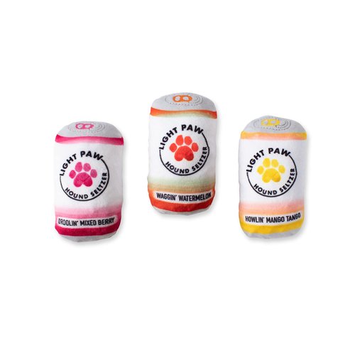 Fringe Studio Plush Dog Toy Set, Light PAW CANS, 3 Piece Set, for Small Dogs (289557)