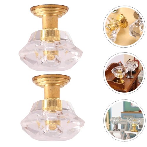 Zerodeko 2 PCS Dollhouse Crystal Chandelier 1 12 Scale, Mini Dollhouse Ceiling Light, Artificial Crystal Chandelier Furniture Model, Doll House Scene Layout Hanging Lamp Decor