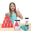 Gamie Stacking Cups Game with 18 Fun Challenges and Water Timer, 24 Stacking Cups, Sturdy Plastic, Classic Family Game, Idea for Boys and Girls Ages 3+ Olds, Tons of Fun