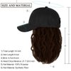 CATTREES Black Baseball Cap with Hair Extensions Adjustable Hat 14 ''Short Wavy Curly Synthetic Hair Wigs for Women Girls. (US, Alpha, One Size, DARK BROWN)
