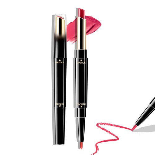 Boobeen 2 in 1 Double Head Lipstick & Lip Liner Makeup Set Matte Velvet Lipgloss Lipstick Creamy Lip Pencil for Women, Long-lasting and Non-smudge (#06)