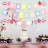 Baking Theme Macaroon Color Sweet Happy Birthday Bunting Garland Banner For Little Bakers Girls Kids Birthday Bakery Chef Cupcake Themed Party Supplies