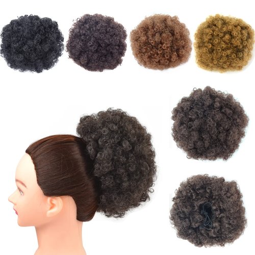 YTBYT Afro Puff Drawstring Ponytail Extension Short Synthetic Afro Kinky Curly Puff Ponytail for Natural Hair Clip On Kinky Drawstring Curly Ponytail Bun Hairpieces (Medium,4#)