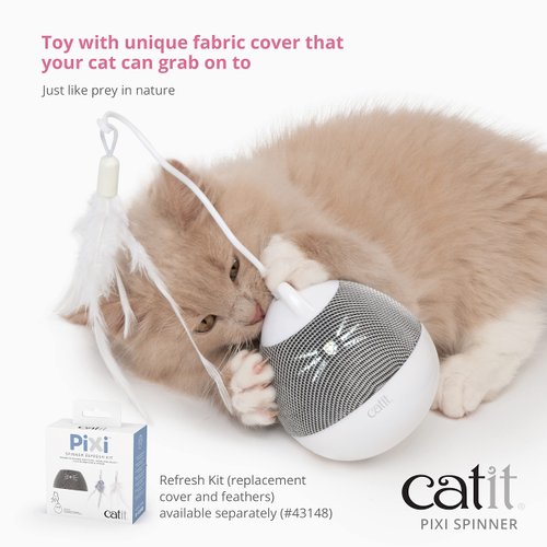 Catit PIXI Spinner, Treat Dispensing Cat Toy, Silver