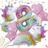 Unicorn Balloons Unicorn Birthday Party Decorations for Girls with Heart Star Rainbow Balloons Wedding Baby Shower Unicorn Party Supplies (Number 8)