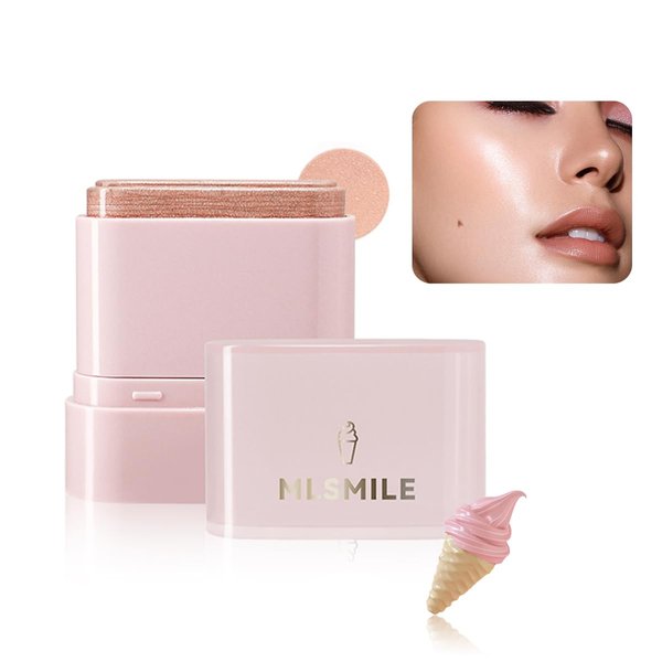 Multi-Purpose Makeup Hydrating Cream Blush Stick, Beauty Solid Moisturizer Stick For Cheek & Eyes & Lips，Waterproof Natural Moisture Smooth Blendable Matte Finish Face Blush Makeup (#03 Lce Cream)