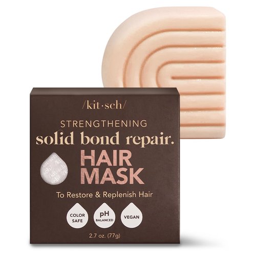 Kitsch Bond Repair Hair Mask - Strengthening Solid Treatment to Restore & Replenish | For Dry & Damaged Hair | Made in US | All Natural | Vegan | Great for All Hair Types | Zero Waste, 2.7oz